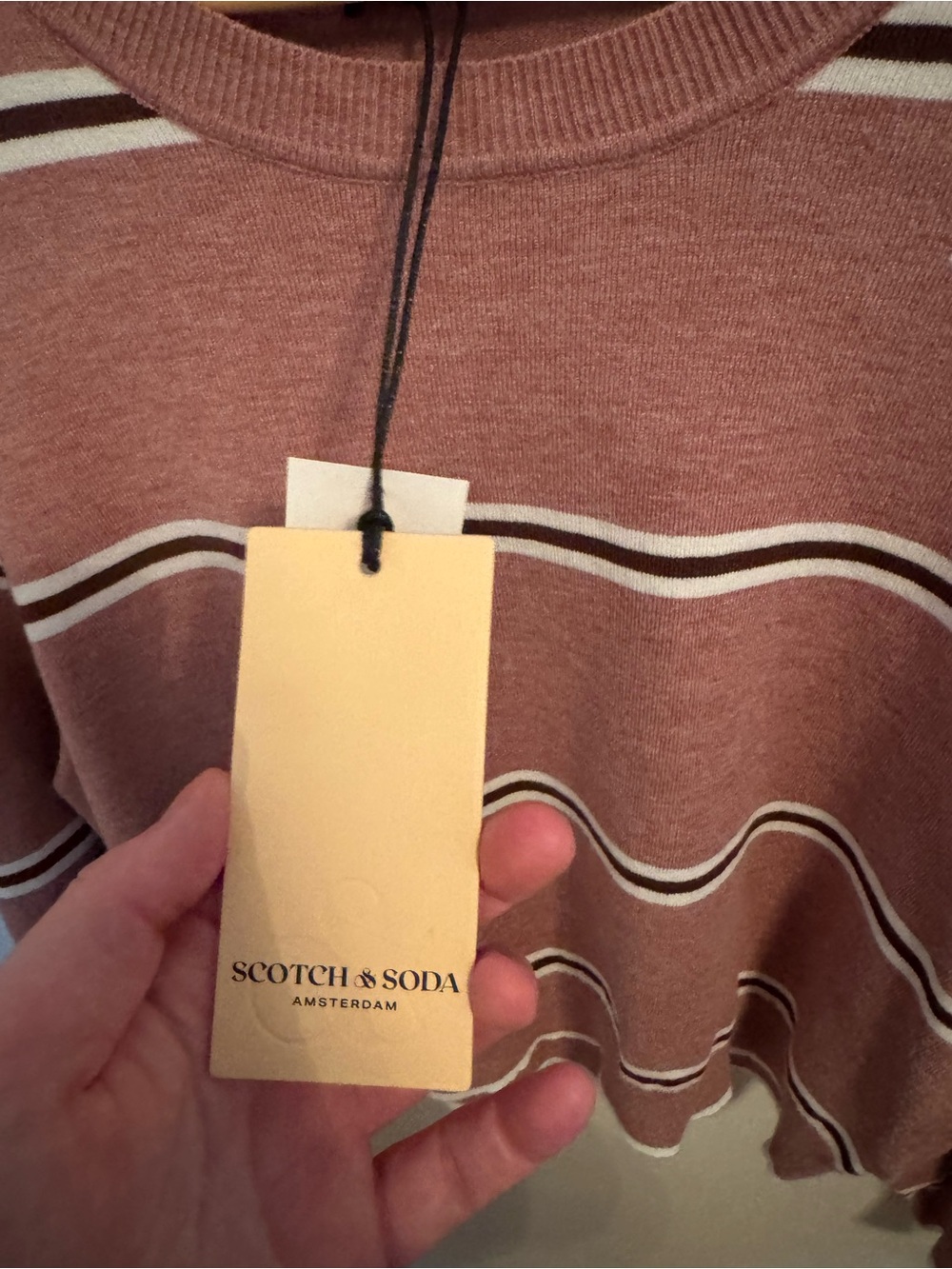 Scotch & Soda Brown and Mauve striped sweater XL NWT - Picture 3 of 8